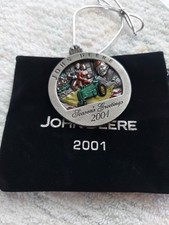 John Deere 2001 Black Bag Pewter Christmas Ornament