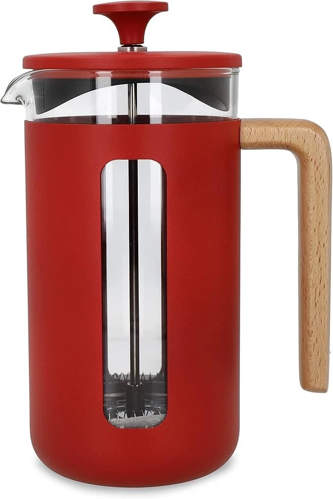La Cafetière Pisa Stainless Steel Cafetière, Eight Cup, Red, Gift Boxed
