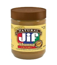Jif Natural Creamy Peanut Butter Spread and Honey 16 Ounces Contains 80% Peanuts