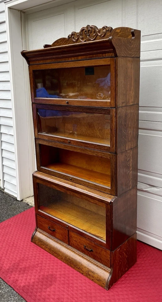 Antigua librería barrister de roble cosido cuarto de 1800 A J Wells The Hale System Foto 3 de 4