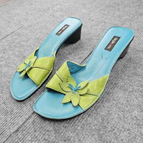 Vintage Style Co Sandalen Damen 7,5 Y2K Blume Leder Pfennigabsatz adrett hell