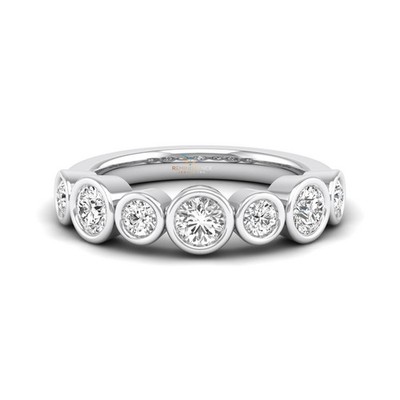 14K Gold Classic Engagement Wedding Bezel Set Band Ring Round Lab Grown Diamond