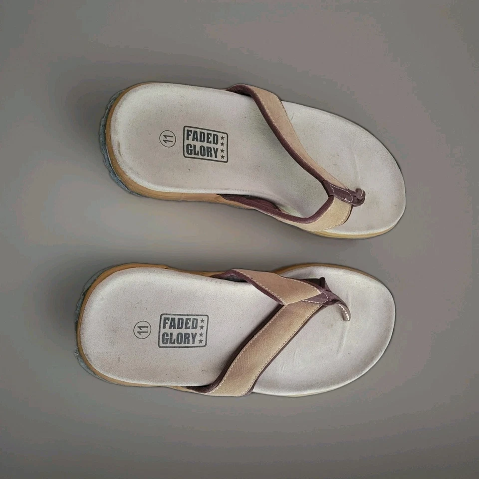 Sandalias Chanclas Descoloridas Glory Beige Gamuza Gruesas Talla 11 Foto 2 de 4
