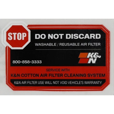 K&N FILTERS K&N Sticker - Do Not Discard - For Use With Washable - Reusable Air Filters
