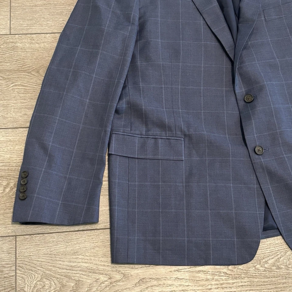 Brooks Brothers Regent Reda Wool Blazer Jacket Blue Plaid Mens 50L - Image 3 of 4