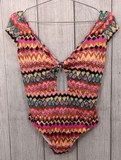 Boden Swimsuit Womens 16-18 Aztek Ikat Geo Print One Piece Cap Sleeve Tie Boho