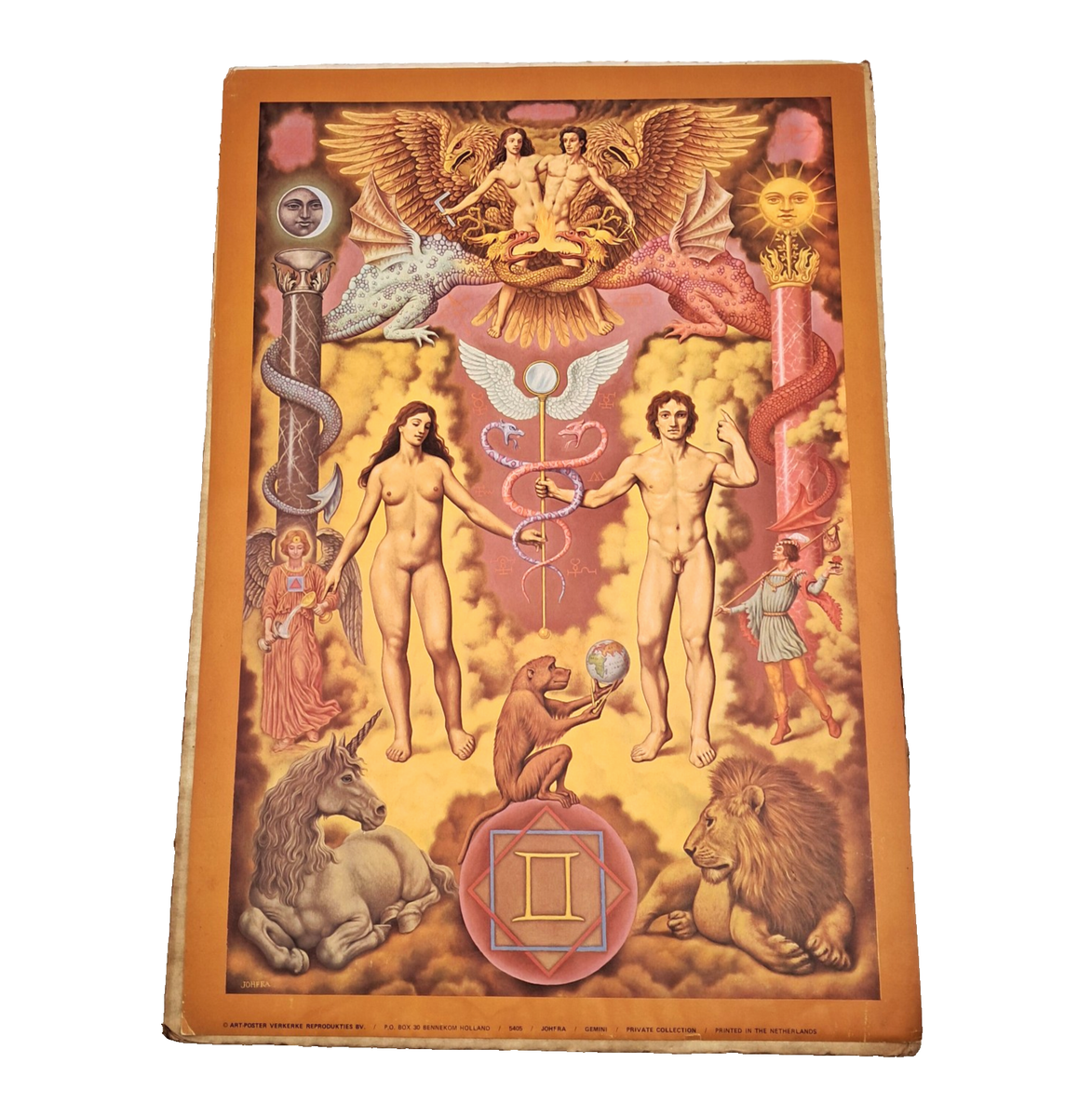 Vintage 1975 Zodiac Poster Gemini the Twins 15x21 Johfra Bosschart