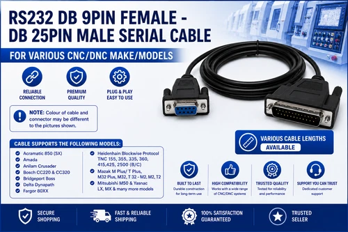 RS232 PC (TYPE A) - CNC DNC SERIAL DATA CABLE - FOR MAZAK T32 MODEL