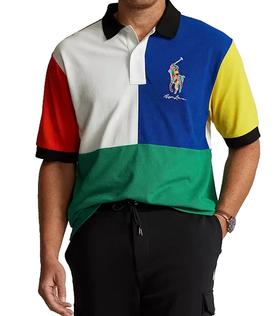 NEW Size 3XB Big Mens POLO RALPH LAUREN Colorblocked Big Pony Polo Shirt $148