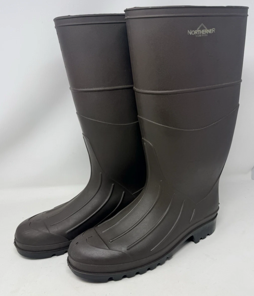 Northerner Rubber Rain Boots Brown Size 11 Mens Made in USA Waterproof Work Boot