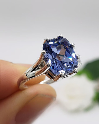 5.00 Ct Natural Cushion Cut Blue Sapphire Wedding Ring 14K White Gold Ring 5 6 7