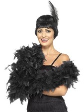 Smiffys 80 g Boa, Deluxe - Black(Size: US One Size) Size, Black
