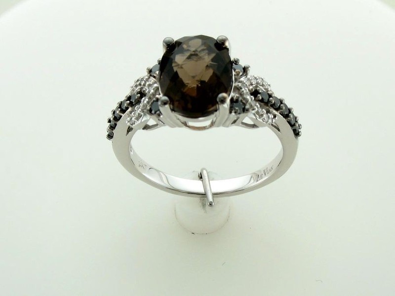 Le Vian 14K White Gold Cocktail Ring for Her 2.73 cts Smoky Quartz Diamond Sz 7