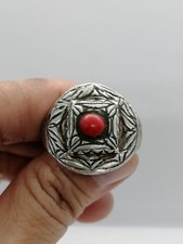 Roman Old Silver Wonderful Ring With Coral