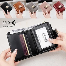 Women Lady Short Wallet Trifold Leather Purse Credit Card Coin Cash Holder Gift
