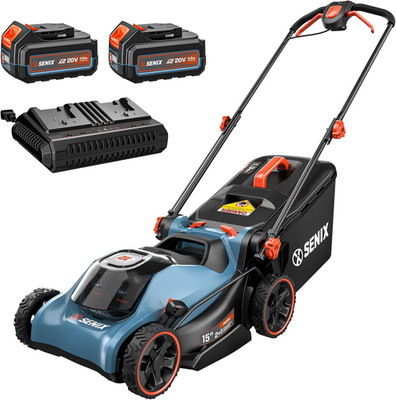 SENIX 40V Cordless Lawn Mower,15'' 2-In-1 Mulch/Bag,6-Position Height Adjust,Eco