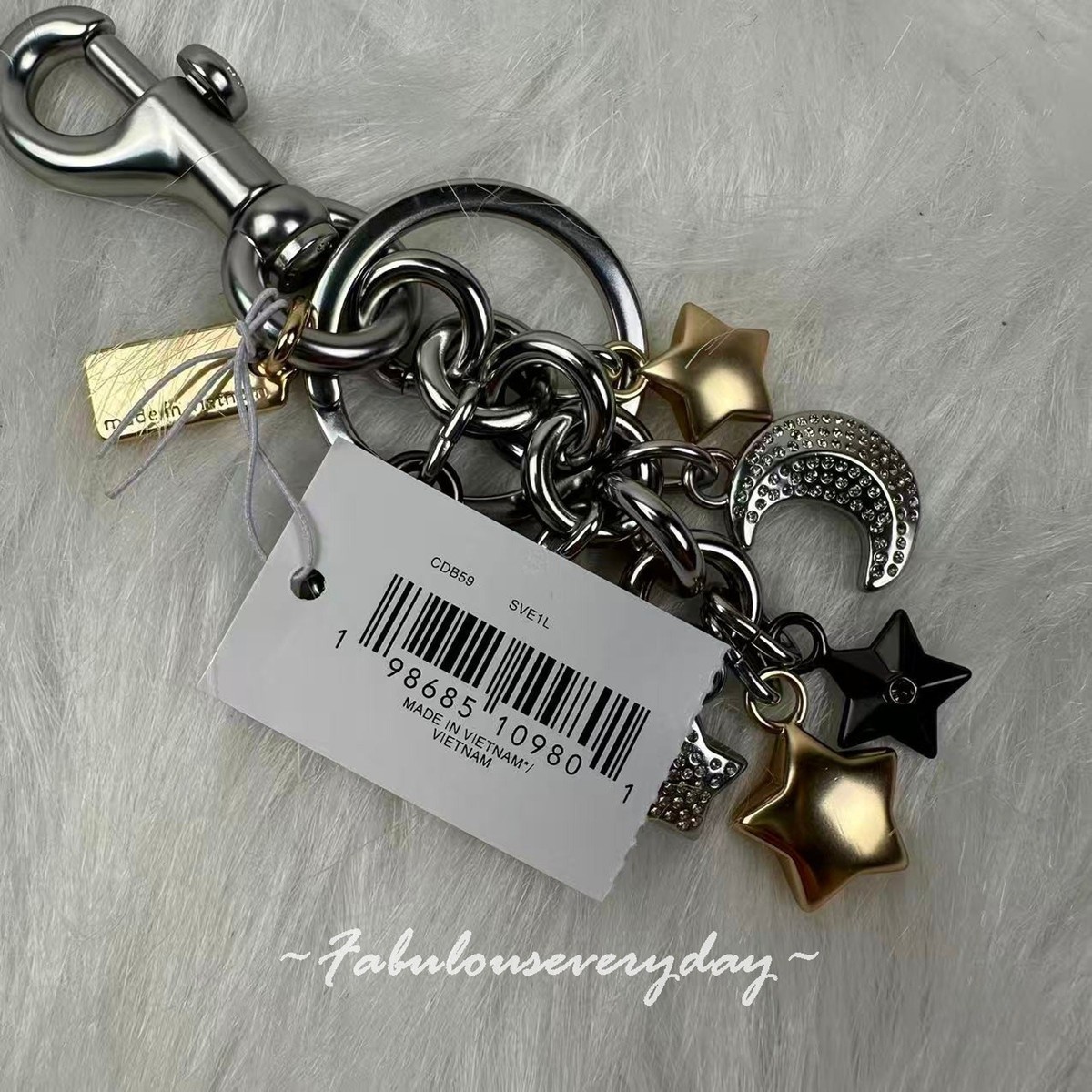 Coach Star Moon Cluster Bag Charm CDB59 Keychain NWT Charm Only No