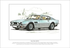 Fine Art Print depicting ASTON MARTIN AM V8 - A4 Size - Classic DBS V8 1969-89
