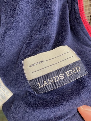 Land's End Polka-A-Dot Pink Blue Red Winter Puffer Jacket Girl’s Sz XL 16 Hooded - Picture 14 of 22