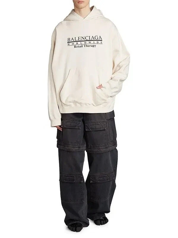 Felpa con cappuccio unisex BALENCIAGA Retail Therapy Logo taglia 2 $895