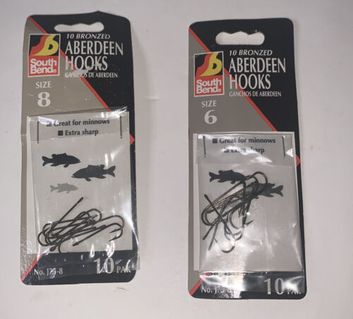 NIP New Lot Of 2 Packs South Bend Aberdeen Hooks Bronzed Sz 6 & 8 - Picture 1 of 4