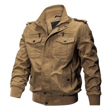 Men's Cargo Jackets Cotton Coats Winter Casual Outdoor Work Thin Bomber Jacket
