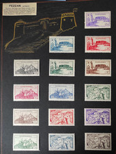 FEZZAN 1946 série 34 timbres n° 28à53+PA 5/6 +Taxe 6 à 11 Neufs avec charnières