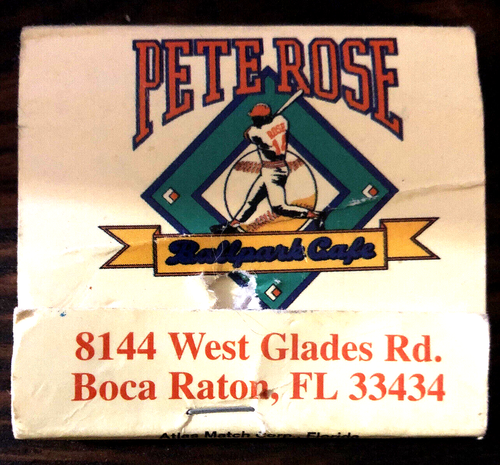 Vintage Pete Rose Ballpark Cafe Streichholzheft Rubbelpapier Buch - "Hit King 4.256" - Bild 1 von 8