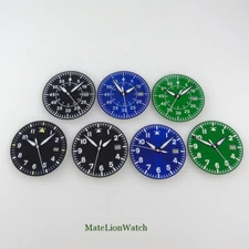 33.6mm Watch Dial+Hands Fit For NH35/NH35A Movement Green Lume Matte/Sunburst