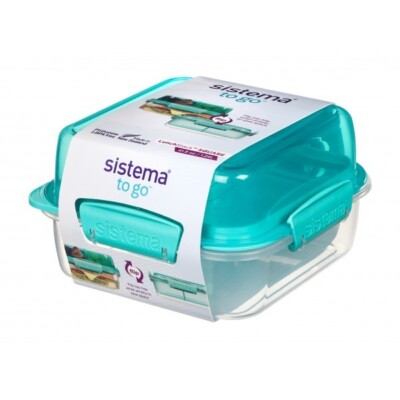 2er Pack - Sistema 21610 Lunchbox Stack Square To Go 1,24 Liter - Mintfarbe