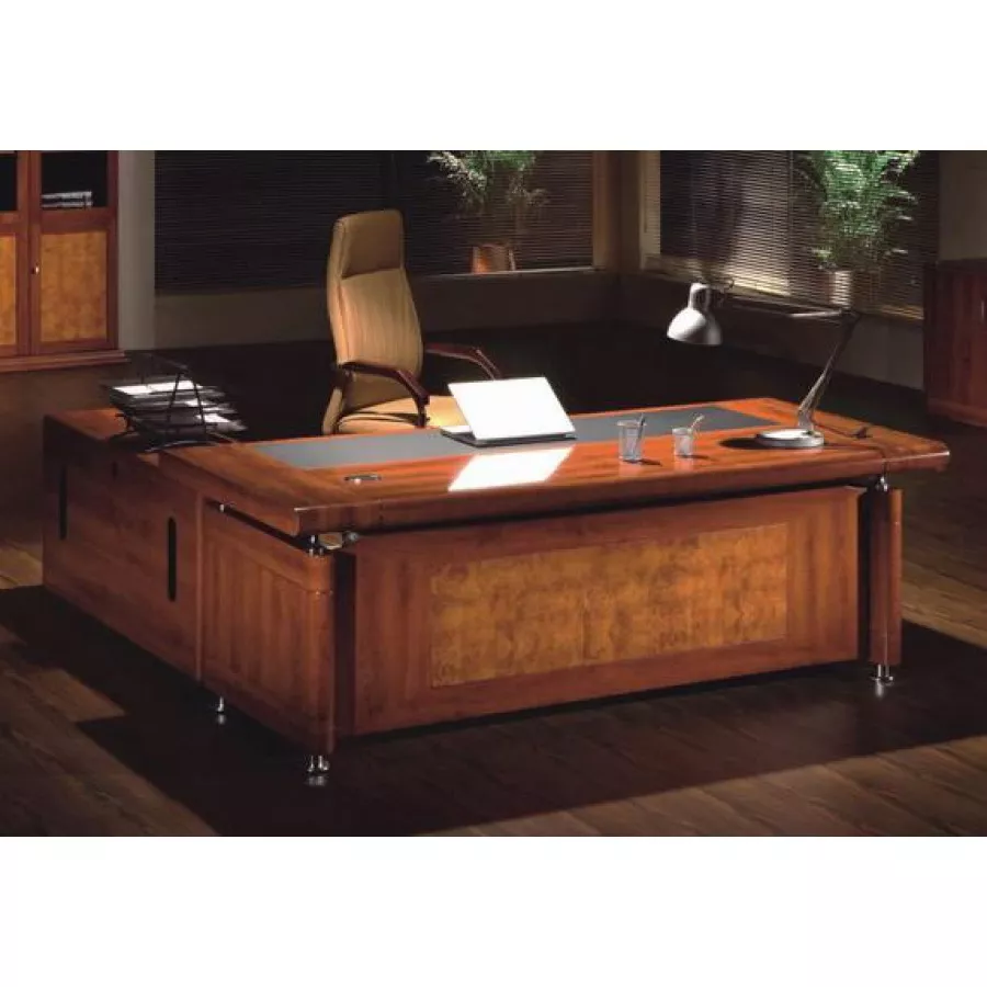 Senato Large Executive office desk 3 piece set Medium Oak 1.6m 1.8m or 2.0m