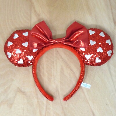 Tokyo Disney Resort Japan Minnie Maus Ohren Stirnband - rot Herz Flitter Pailletten