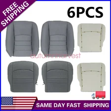 6PCS Fits 13-18 Dodge Ram 1500 2500 Front Fabric Seat Cover & Foam Cushion Gray