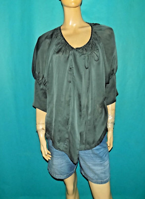 RUTZOU Seiden-Bluse Hemdbluse 100% Seide Grün Größe 36