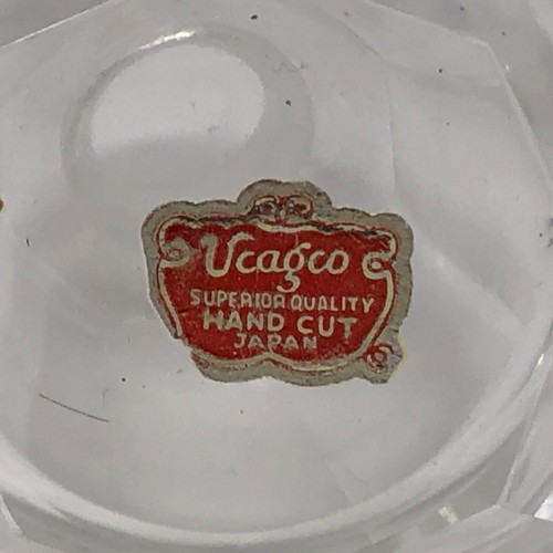 Ucagco Glass PAGODA Perfume Bottle VTG 50s Hand Cut Japan 6" Vanity Optic Art - Picture 9 of 11