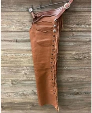 Leather Chaps Handmade Western Leather Chinks for Horse Riding Western Pants