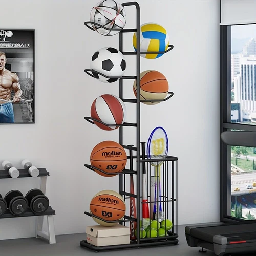 7 Tier Basketball Ball Storage Rack, Basketball Holder Garage Ball Storage Rack - Picture 1 of 7