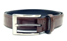 $79 Club Room Men Brown Leather Stitch Strap Buckle Casual Dress Belt Size 38