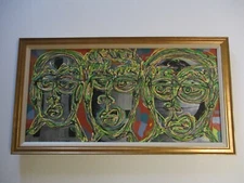 TSS PAINTING ORIGINAL ART CALIFORNIA ABSTRACT MODERNIST PORTRAIT COLORFUL LARGE