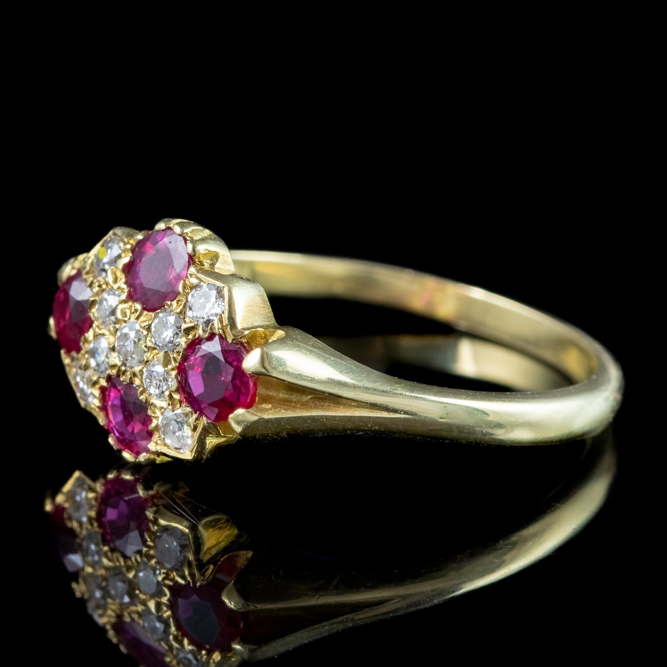 ANTIQUE VICTORIAN RUBY DIAMOND CLUSTER RING 0.60C… - image 3