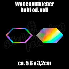 Aufkleber WABEN Auto Motorrad Hologrammfolie Sechseck | ca. 5,6x3,2cm Regenbogen