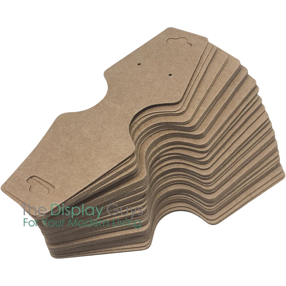 500pc Fold Over Kraft Paper Earrings Necklace Display Hanging Cards for Jewelry - Image 3 of 3