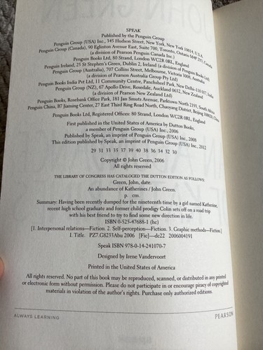 An Abundance of Katherines by John Green (2008, Trade Paperback) - Picture 5 of 5