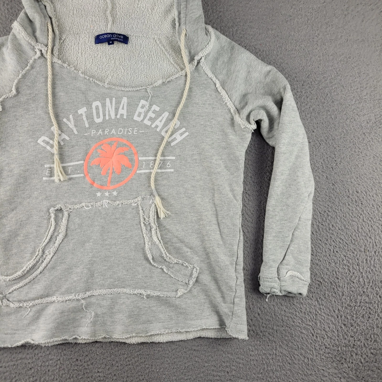 VETEMENTS Ocean Drive Clothing Co Felpa con Cappuccio Ragazze Grigio Medio Destinazione Vacanze Pullover