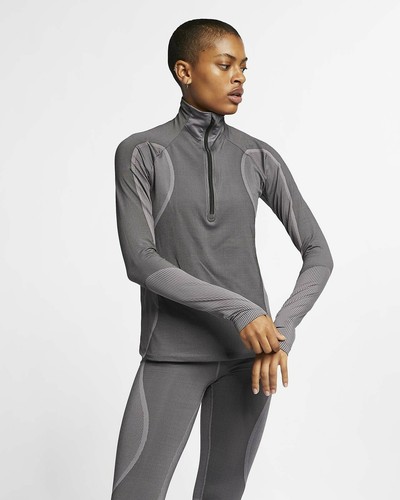 Nike Mujeres Talla Grande Pro Hyperwarm Half-Zip Gris Running Top Camiseta  Jersey | eBay