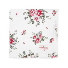 GreenGate Stoffserviette Serviette 'Elouise' white rot Blumen Baumwolle Landhaus