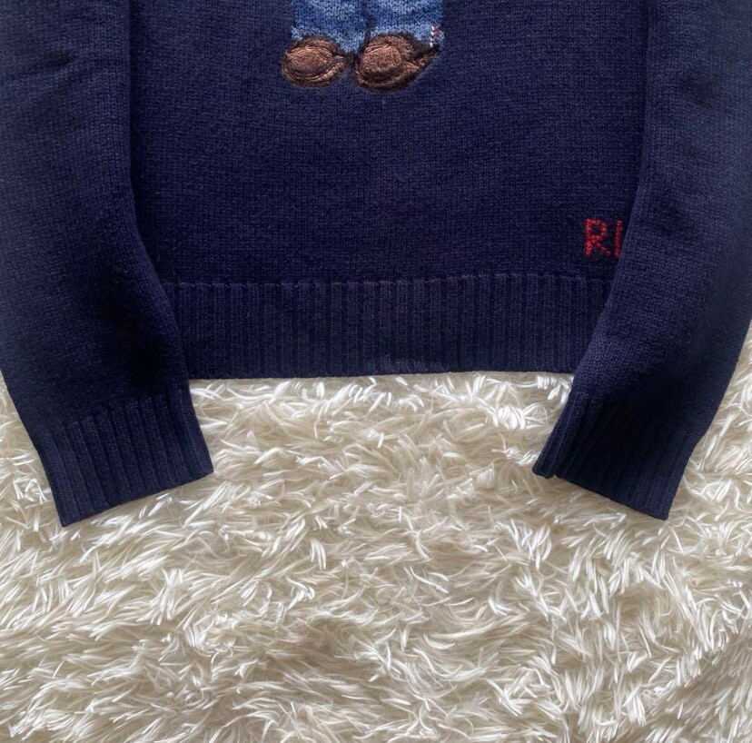 POLO Ralph Lauren POLO Bear USA FLAG Hand Knit Sweater Large POLO Ralph Lauren POLO Bear USA FLAG Hand Knit Sweater Large