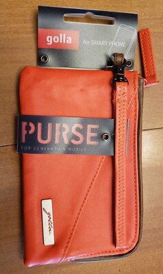 NEW! Golla SMART PHONE PURSE/Wristlet-Rust/Orange-3 Pockets-Mobile