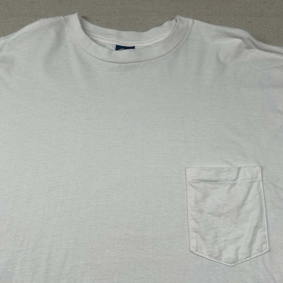 Vintage Old Navy Shirt Mens 2xl Pocket T 90s Single Stitch Solid White Hungary - Image 3 of 4
