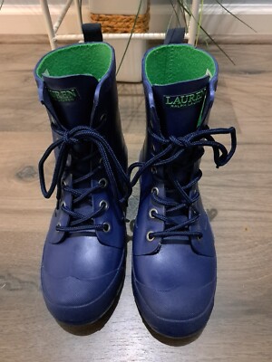 EUC Ralph Lauren Mikenna-Bo-Rai Blue Rubber Lace Up Ankle